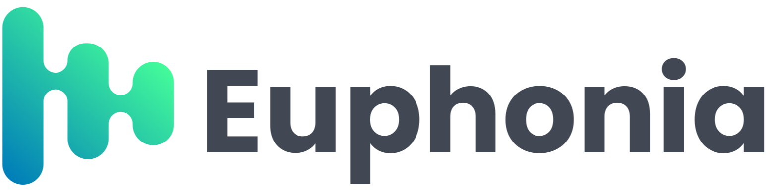 Blue and green gradient colored sound wave icon to the left of "Euphonia" text in black